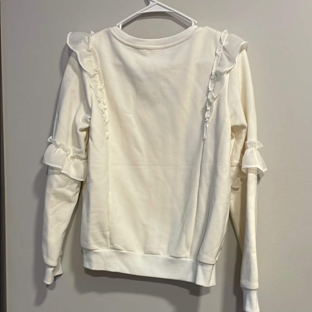 Women's White Ruffle Top - Picture 3 of 3
